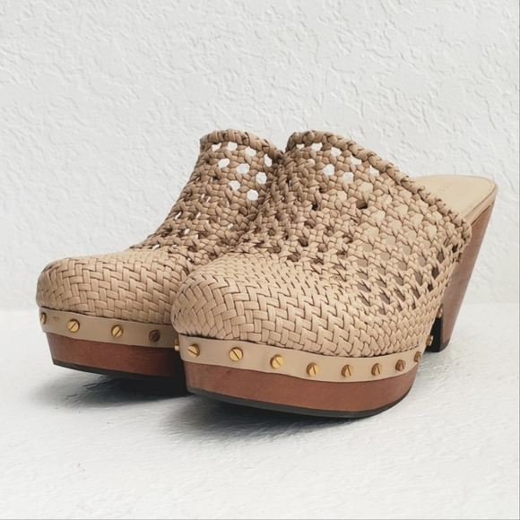 Veronica Beard Hardie Latticd Clogs in Sand and Brown NWT - Picture 1 of 14